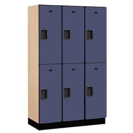 Salsbury Industries Wardrobe Locker, 45" W, 18" D, 76" H, (3) Wide, (6) Openings, Blue 22368BLU